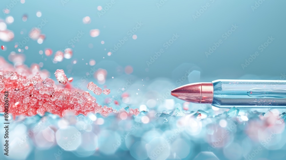Bullet Piercing Ballistic Gel. A close up image of a bullet penetrating ballistic gel, showcasing the impact and the resulting cavity. Focus on the detail of the bullet's path and the gelatin's Bullet Piercing Ballistic Gel. A close up image of a bullet penetrating ballistic gel, showcasing the impact and the resulting cavity. Focus on the detail of the bullet's path and the gelatin's