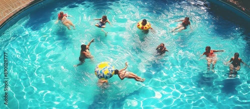 Group of People Enjoying Summer in a Pool