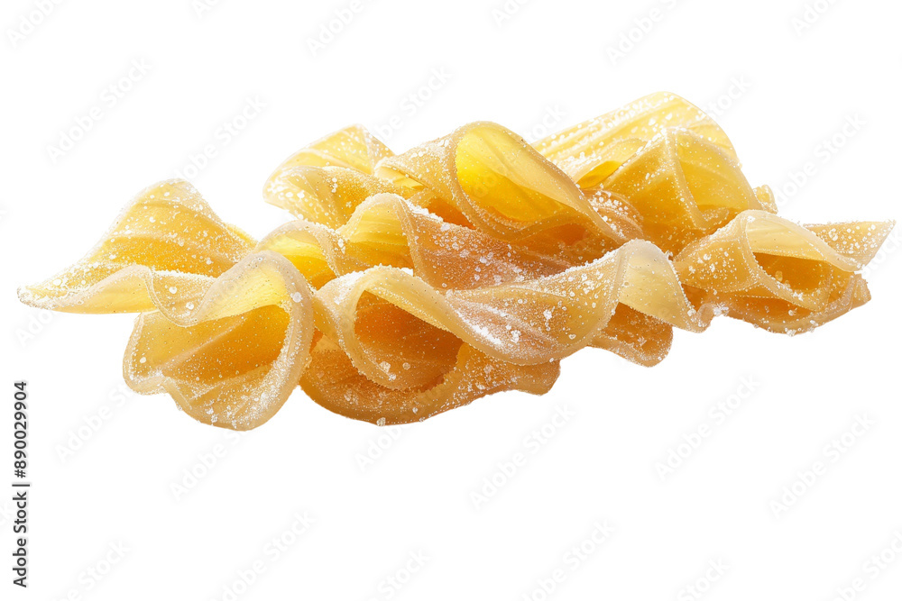 Group of salted potato chips, isolated on a white background, showcasing their wavy and crispy appearance Group of salted potato chips, isolated on a white background, showcasing their wavy and crispy appearance