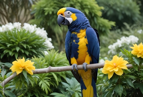 macaw in forest at trees