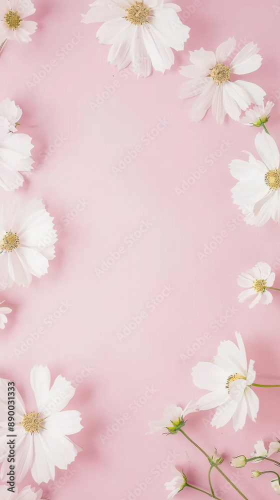 White Daisies on Pink Background: Perfect for Text Space and Romantic Designs White Daisies on Pink Background: Perfect for Text Space and Romantic Designs