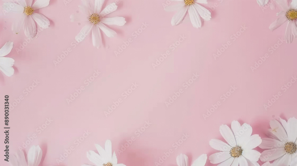 White Daisies on Pink Background: Perfect for Text Space and Romantic Designs White Daisies on Pink Background: Perfect for Text Space and Romantic Designs