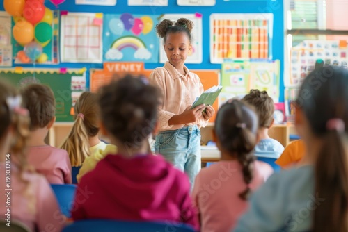 Children learning about elections in a classroom