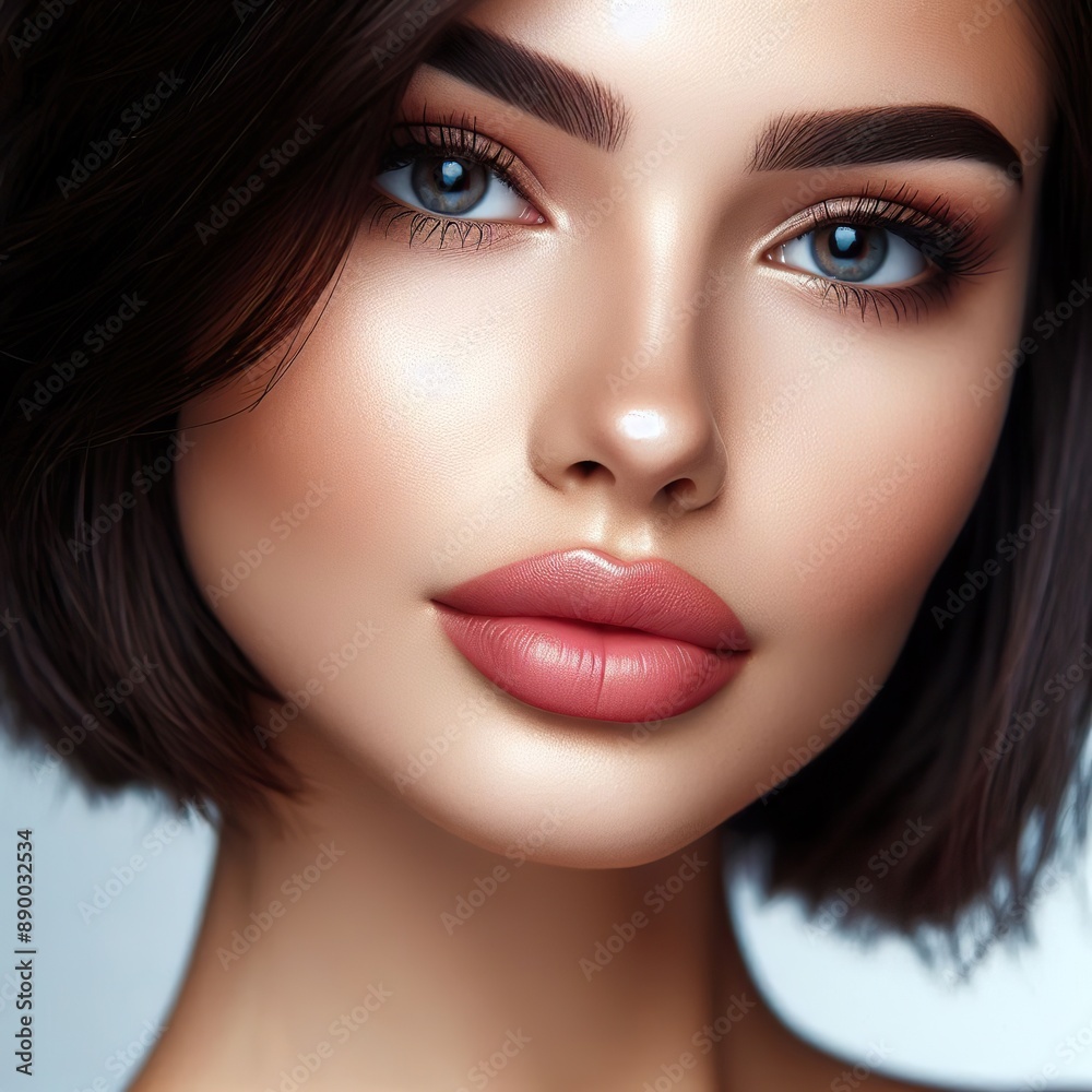 Portrait of a beautiful brunette girl with black short hair Portrait of a beautiful brunette girl with black short hair
