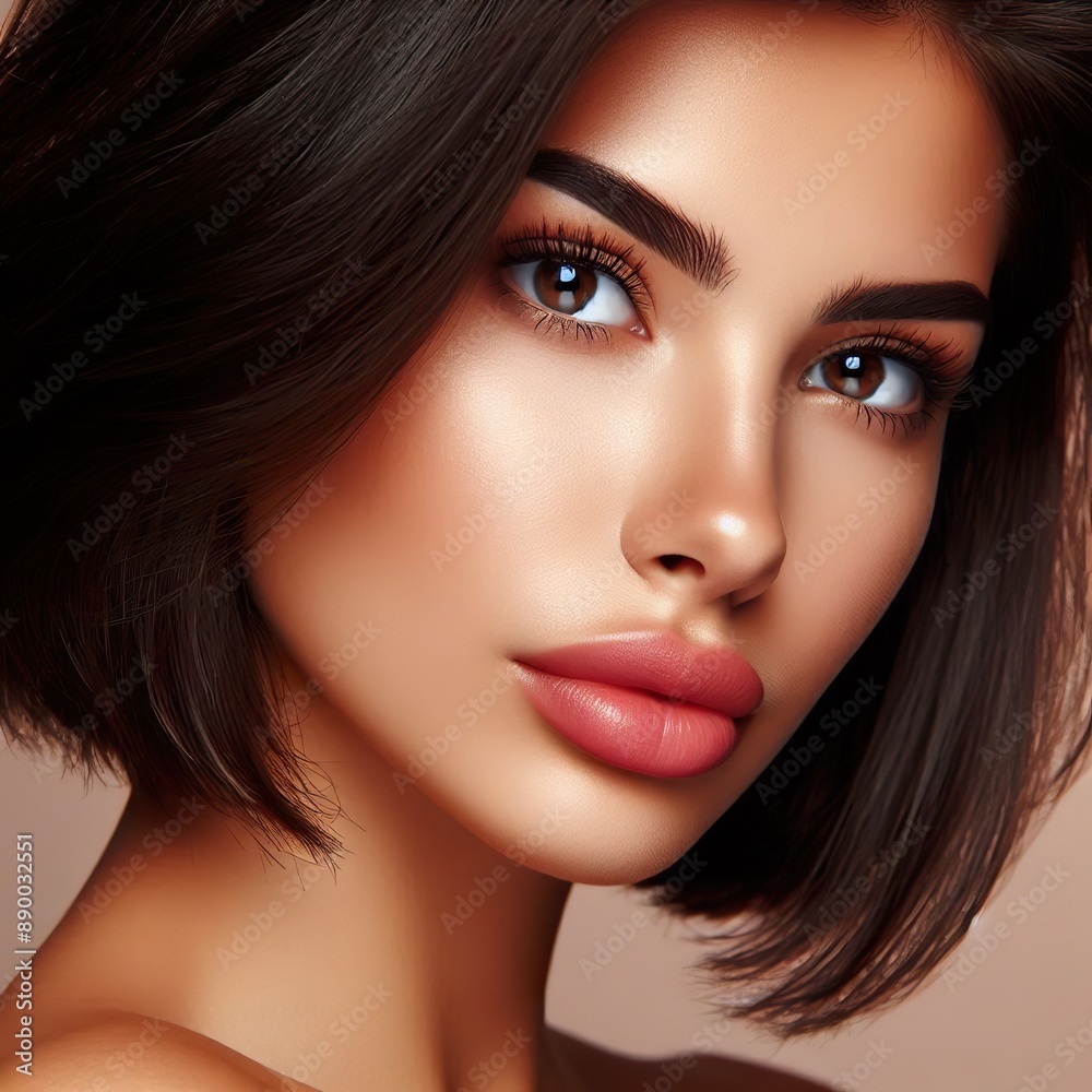 Portrait of a beautiful brunette girl with black short hair Portrait of a beautiful brunette girl with black short hair
