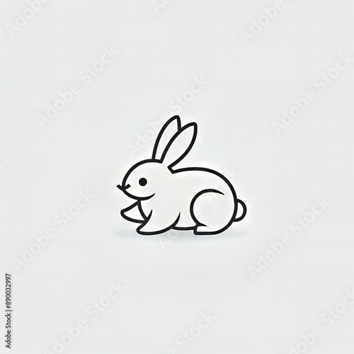 Minimalist rabbit line art drawing of an adorable bunny