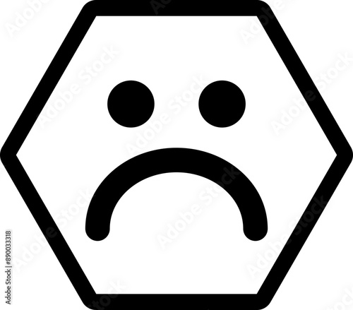 frowny face hexagon icon