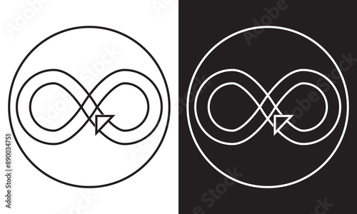 Circular economy loop arrow icon isolated on white and black background vector illustration. EPS 10