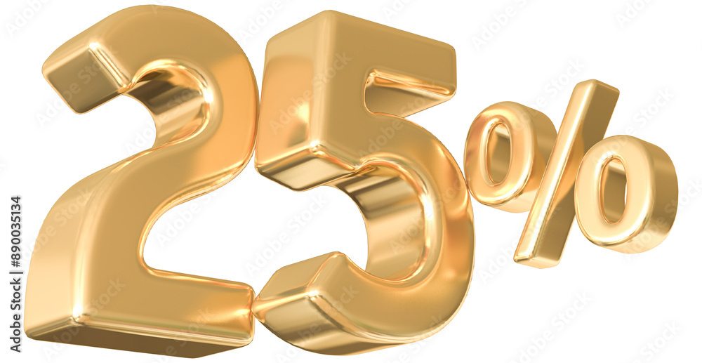 Fototapeta premium 25 Percent Off Sale . Gold Number Promotion