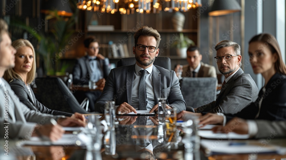 An entrepreneur with a disability managing a team meeting in a modern office setting Stock Photo with copy space An entrepreneur with a disability managing a team meeting in a modern office setting Stock Photo with copy space