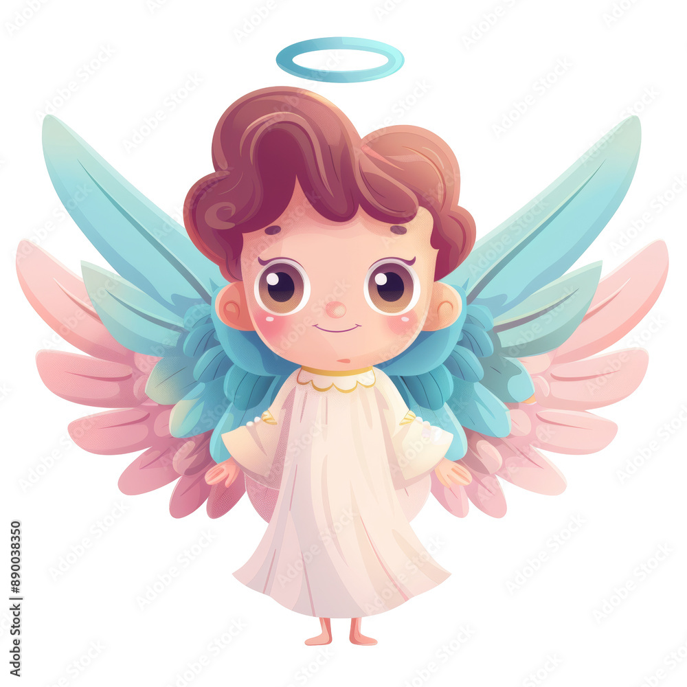 Adorable Cartoon Angel with Halo and Wings. Adorable Cartoon Angel with Halo and Wings.