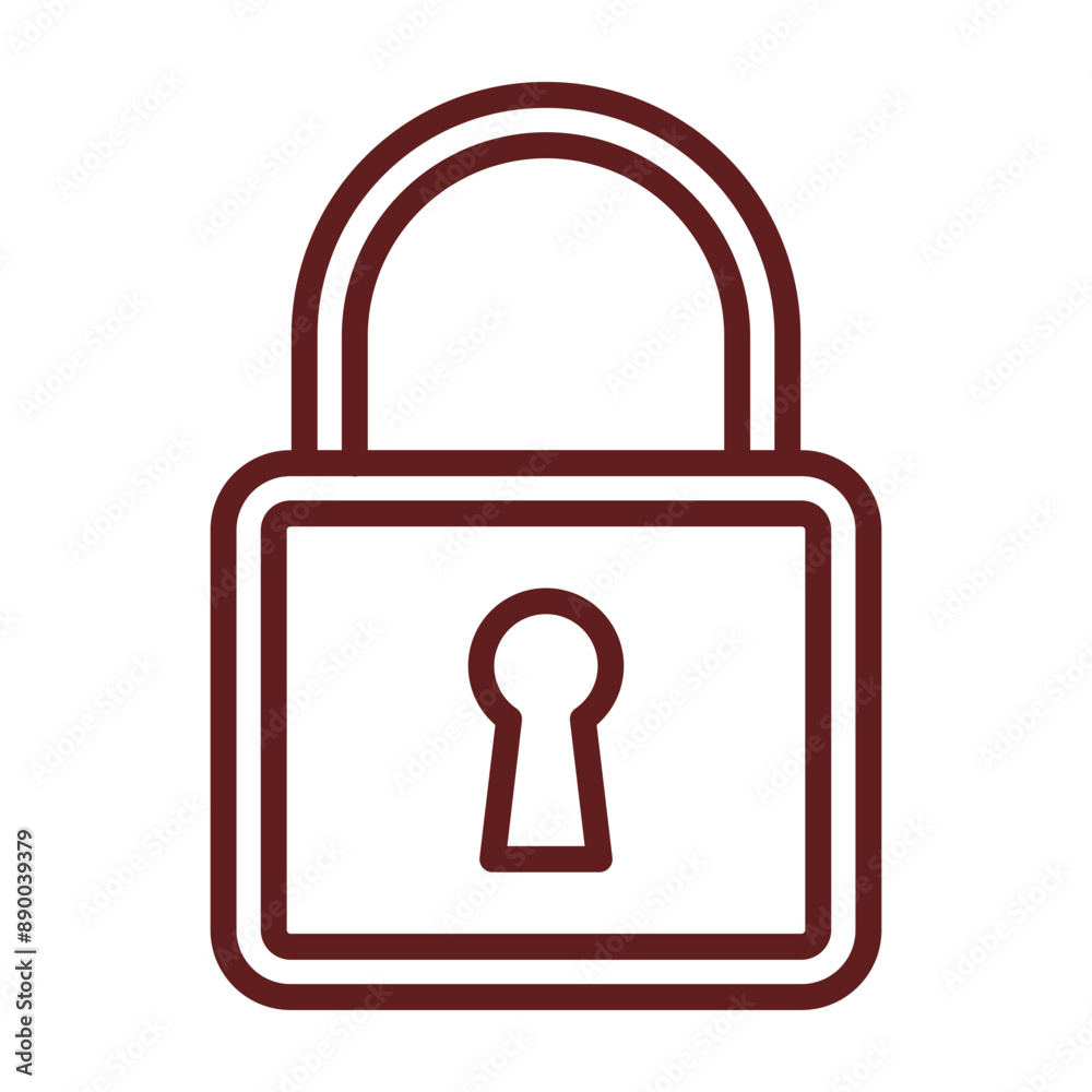 Padlock Vector Line Maroon Icon Design Padlock Vector Line Maroon Icon Design