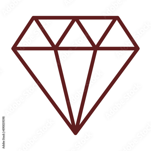 Diamond Vector Line Maroon Icon Design 