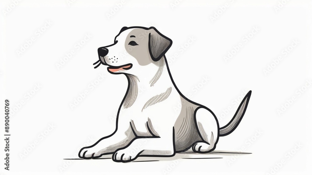Obraz premium a simple line drawing of a dog sitting with its arms out