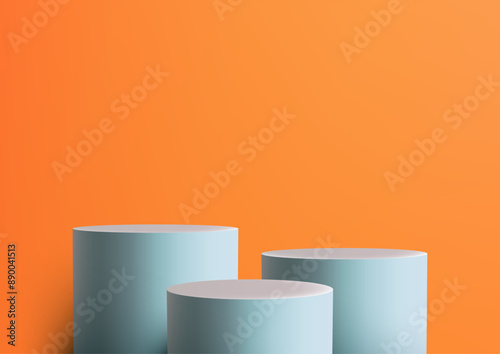 3D Blue Cylinders Stand Pod...