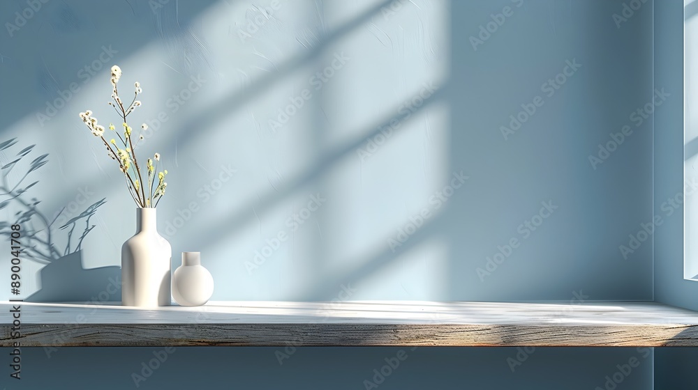 Minimalist Table Setup with Bright Background for Product Showcase Minimalist Table Setup with Bright Background for Product Showcase