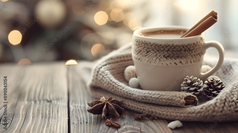 Cozy Winter Coffee Cup with Cinnamon Sticks Warm and Inviting Holiday Drink Concept Cozy Winter Coffee Cup with Cinnamon Sticks Warm and Inviting Holiday Drink Concept