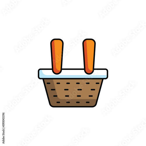 Picnic Basket icon design with white background stock illustration