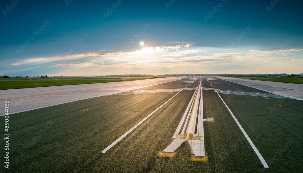 Fototapeta premium 비행기가 날아다니는 공항 활주로