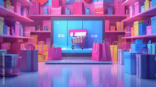 artistic composition featuring a laptop screen dis