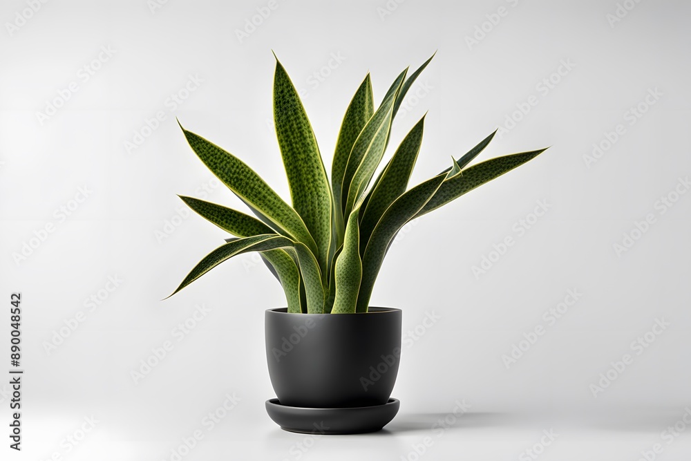 Birds nest snake plant in pot plain background, AI Generated Birds nest snake plant in pot plain background, AI Generated
