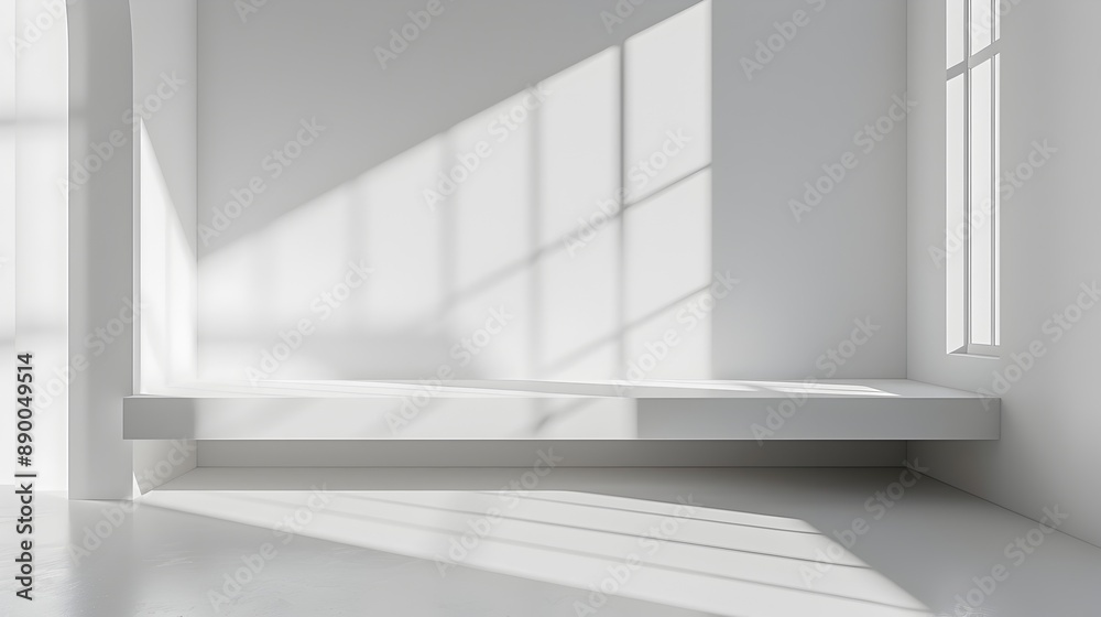 Minimalistic White Backdrop with Soft Shadows for Clean Product Presentation and Copy Space Minimalistic White Backdrop with Soft Shadows for Clean Product Presentation and Copy Space