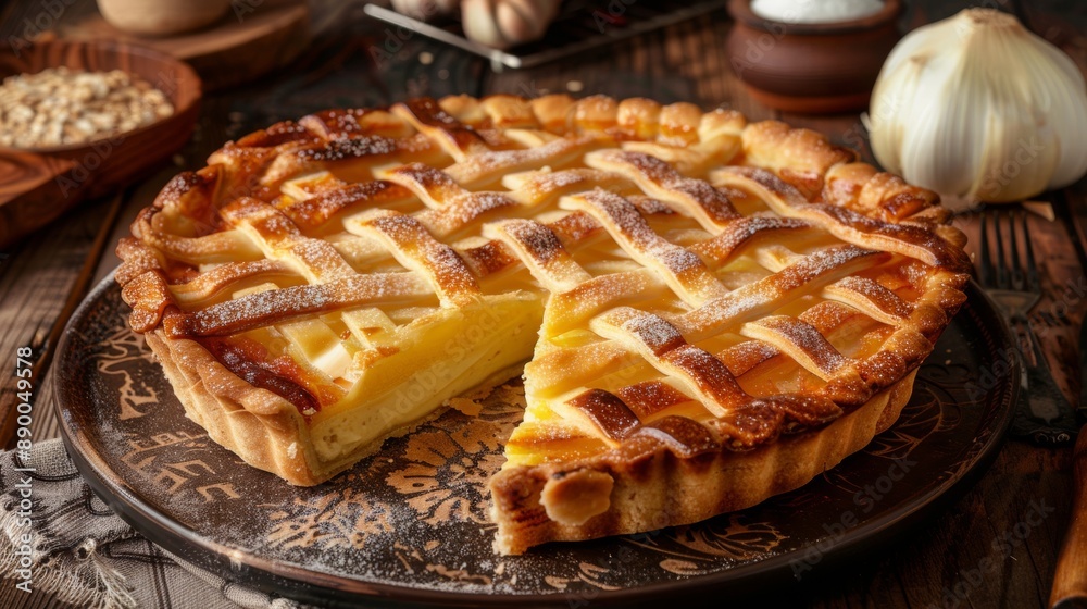 The national cuisine of France. Breton butter pie. Photo quality, realistic shots, close-up, professional shooting, --ar 16:9 Job ID: 6ffdc48c-1454-4066-afdd-ff9342b4a7c7 The national cuisine of France. Breton butter pie. Photo quality, realistic shots, close-up, professional shooting, --ar 16:9 Job ID: 6ffdc48c-1454-4066-afdd-ff9342b4a7c7