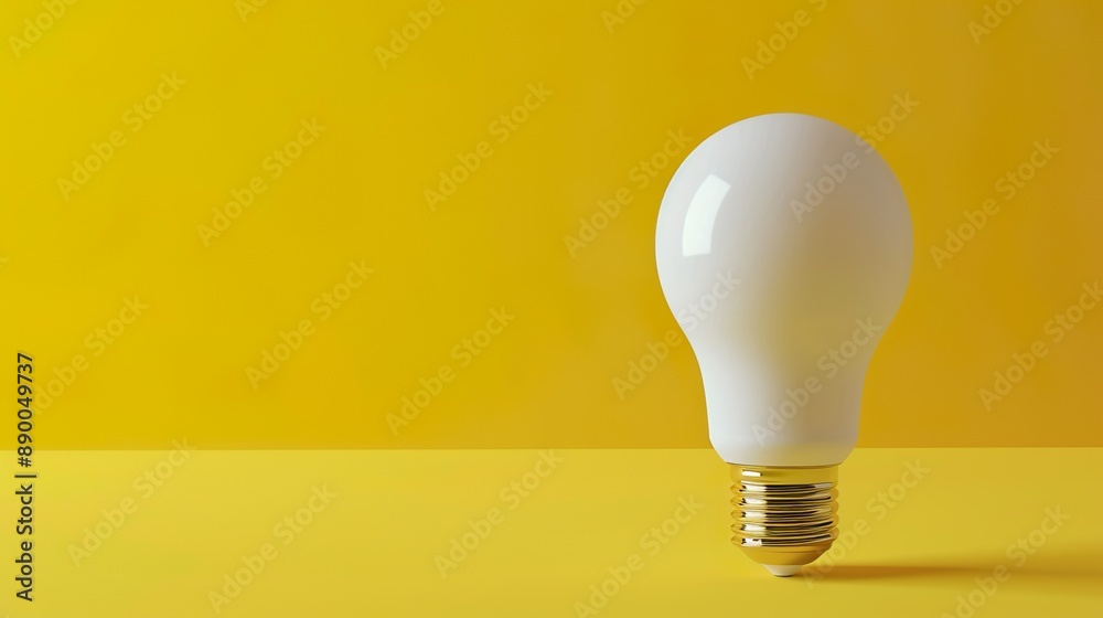 White light bulb on isolated yellow background with copy space White light bulb on isolated yellow background with copy space