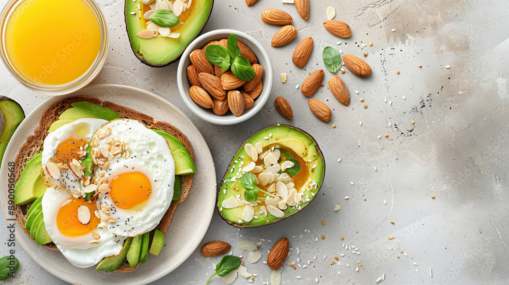 flat lay healthy breakfast negative space flat lay healthy breakfast negative space
