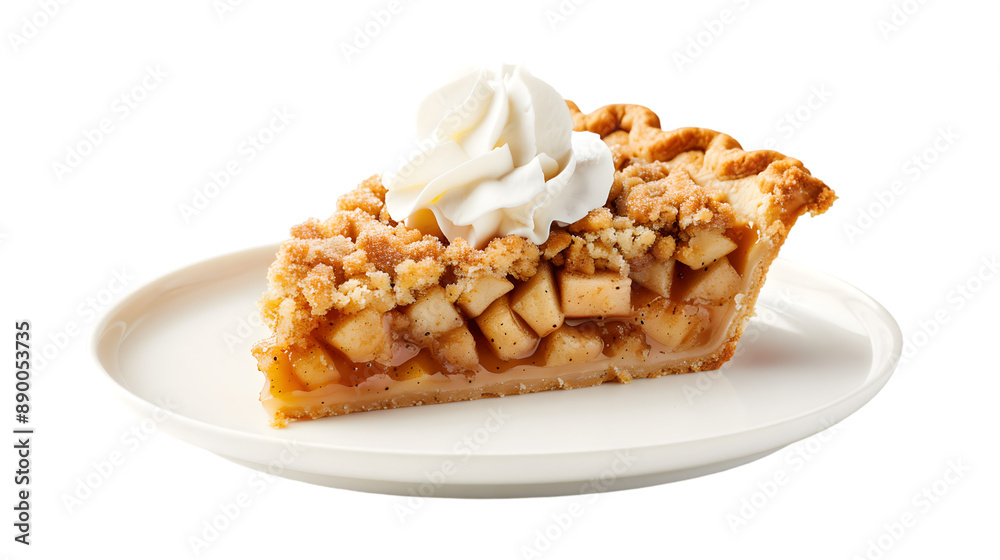 Slice of Classic Apple Pie Streusel Whipped Cream Topping Plate Transparent Background Slice of Classic Apple Pie Streusel Whipped Cream Topping Plate Transparent Background