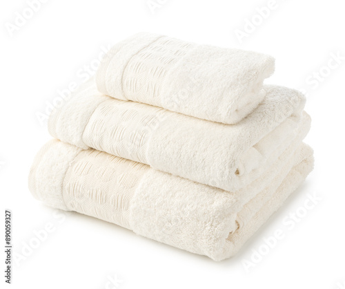 Stacked Cotton Towels isolated on White Background