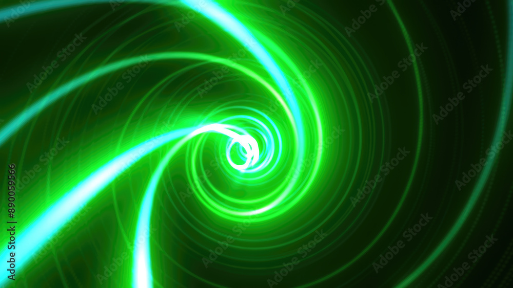 Abstract bright glowing green background tunnel with flying lines of energy particles and light rays Abstract bright glowing green background tunnel with flying lines of energy particles and light rays