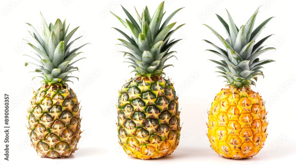 Pineapple and its slices on a white background. Pineapple and its slices on a white background.