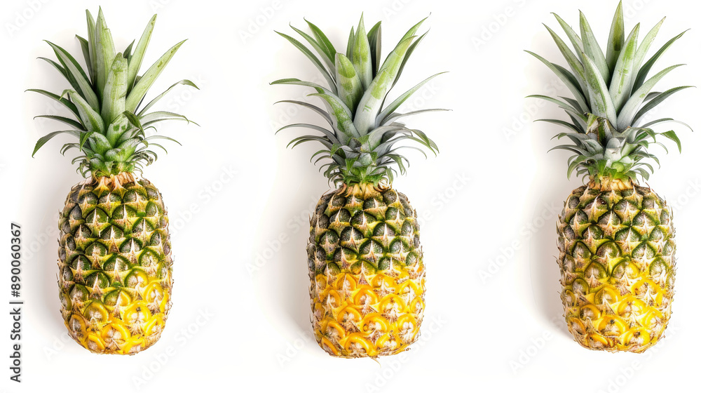 Pineapple and its slices on a white background. Pineapple and its slices on a white background.