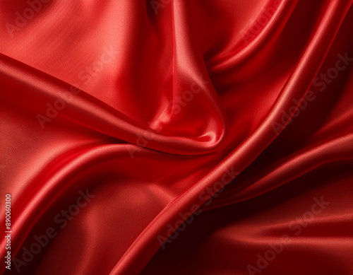 Bright Red Silk Texture with Rich Color and Delicate Light Reflections