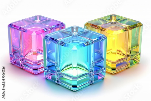 Multicolored Transparent Cubes with High Detail and Crystal Clarity photo