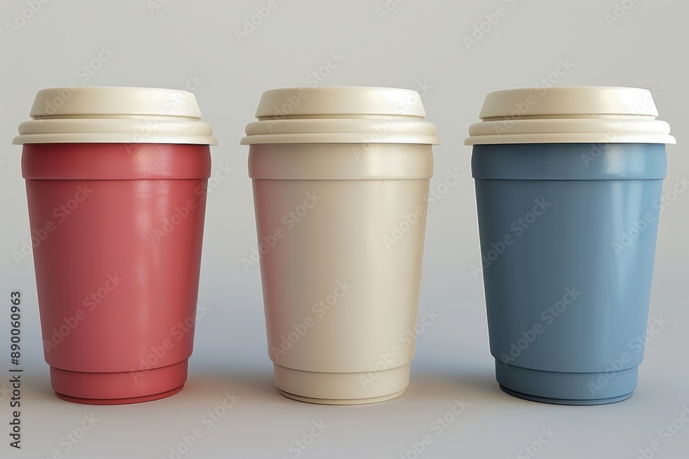 Trio of Eco Friendly Coffee Cups in Earth Tones and Minimalist Design Trio of Eco Friendly Coffee Cups in Earth Tones and Minimalist Design