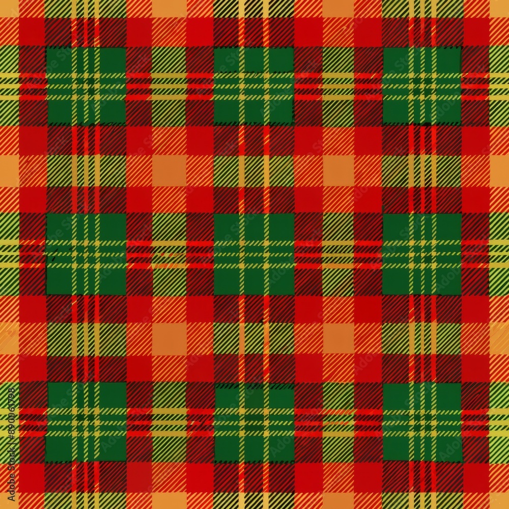 seamless pattern of classic Scottish tartan plaid in traditional red and green hues, Generative AI
