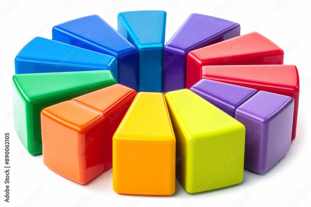 Obraz premium Colorful Circular Bar Chart with Segmented Sections in Vibrant Hues