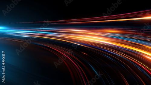 Speed and energy with vibrant light streaks, abstract design, digital illustration, striking and dynamic background