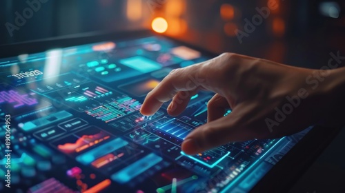 A Hand Interacting With A Futuristic Interface