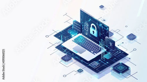 Cyber ​​security and privacy concept, protecting data, Lock icon and internet network security technology concept