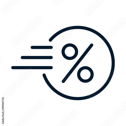 Concept of express loan, percentage. Vector linear icon isolated on white background.