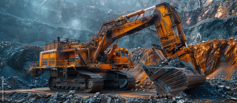 Heavy Duty Excavator Working In A Coal Mine Heavy Duty Excavator Working In A Coal Mine