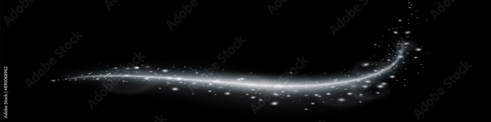 Obraz premium Festive white glowing dust . Magical shimmering or flying cloud in glowing dust. Dust for holiday decorations, Discount Merry Christmas, Sale, discount, banner. Beautiful holiday flyer template.