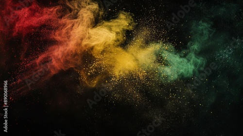 Colorful abstract powder explosion on a black canvas