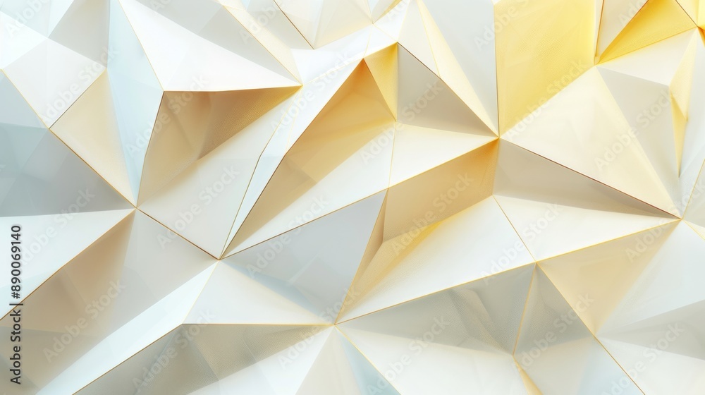 Fototapeta premium Abstract geometric pattern with gold and white hues