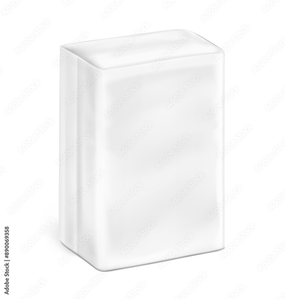 Packaging bag mockup. Vector illustration isolated on white background. Ready for your design. Suite for the presentation of pads, diaper, wet wipes, foods, household, etc. EPS10. Packaging bag mockup. Vector illustration isolated on white background. Ready for your design. Suite for the presentation of pads, diaper, wet wipes, foods, household, etc. EPS10.