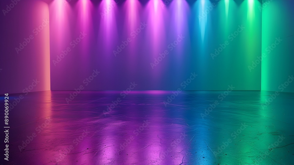 Obraz premium Bright Neon Gradient Backdrop with Soft Glow for Trendy Product Display Concept