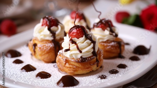 Wallpaper Mural The national cuisine of France. Profiteroles with custard. Torontodigital.ca